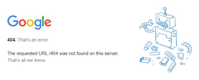 Google 404 error page