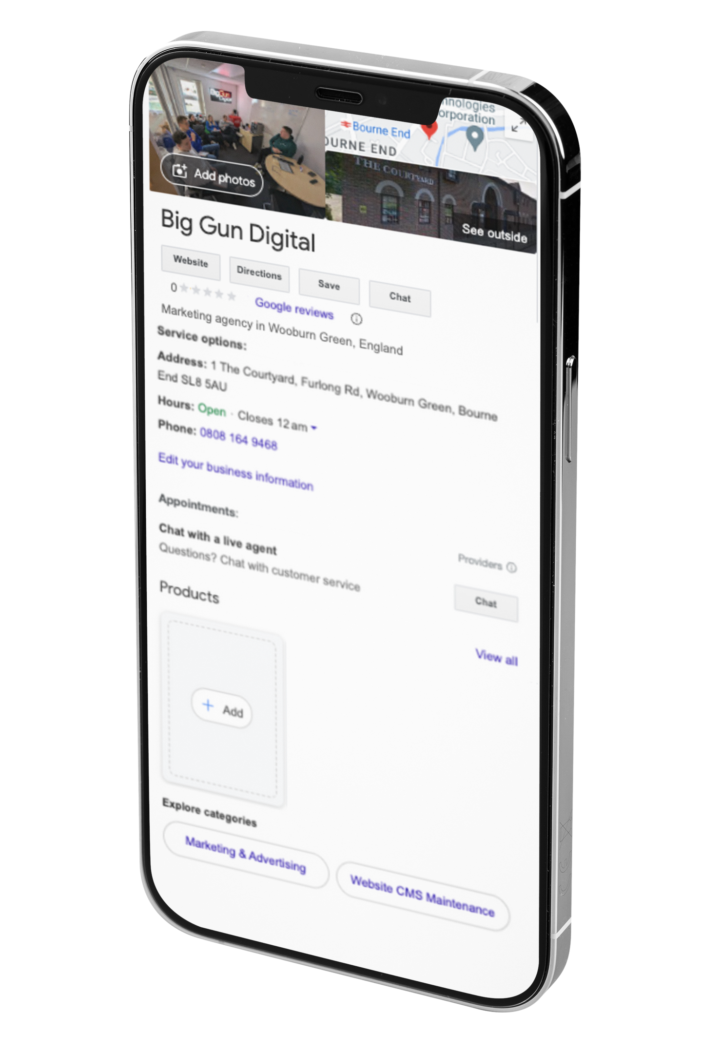 Mochup of GBP on Phone